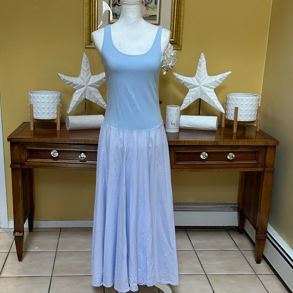 Eileen Fisher Lilac Periwinkle A line Scoop Neck Sleeveless Maxi Slip Dress USA - Picture 3 of 14